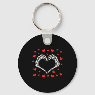 Valentines Day Funny Skeleton Hands Heart Boys Men Key Ring
