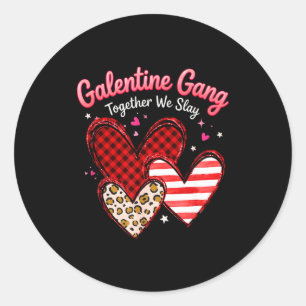 Valentines day galentines gang hearts valentine classic round sticker