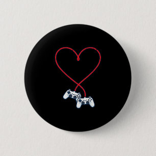Valentines Day Gamer Controller Heart Gaming Men B 6 Cm Round Badge