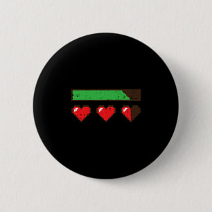 Valentines Day Gamer Hp Pixel Hearts Lives Men Boy 6 Cm Round Badge