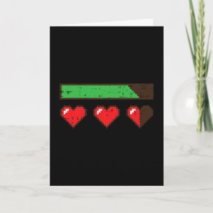 Valentines Day Gamer Hp Pixel Hearts Lives Men Boy Card
