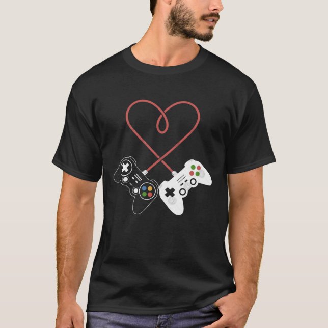 Valentine's Day Gamer's Delight: Heart-Inspired  T-Shirt (Front)
