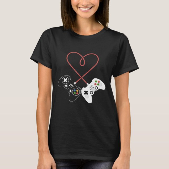 Valentine's Day Gamer's Delight: Heart-Inspired  T-Shirt (Front)