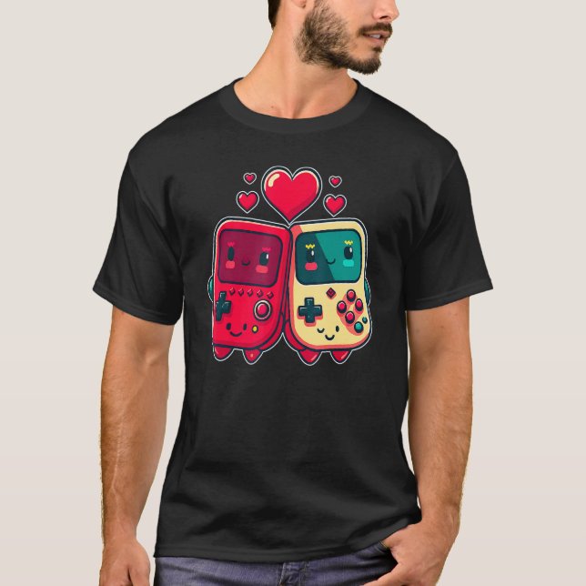 Valentine's Day Gaming Console for Gamer Couples K T-Shirt (Front)