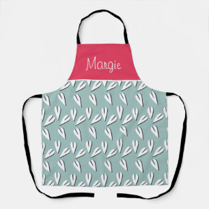 Valentines Day Geometric Hearts Mint Pink Apron