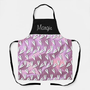 Valentines Day Geometric White Hearts Pink Apron