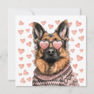 Valentines Day German Shepherd Dog Holiday Card