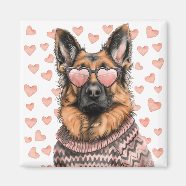 Valentines Day German Shepherd Dog Magnet (Front)