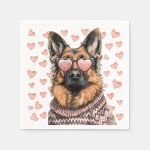 Valentines Day German Shepherd Dog Napkin