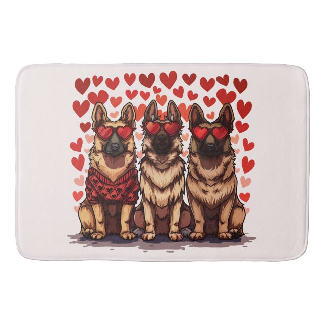 Valentines Day German Shepherd Dogs Bath Mat (Front)