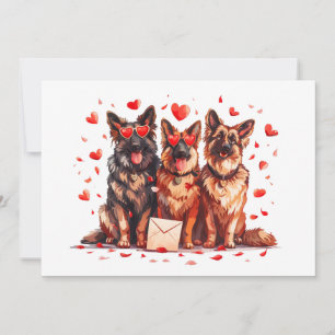 Valentines Day German Shepherd Dogs Holiday Card