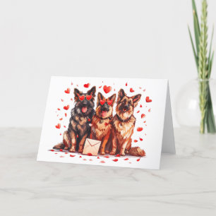 Valentines Day German Shepherd Dogs Holiday Card