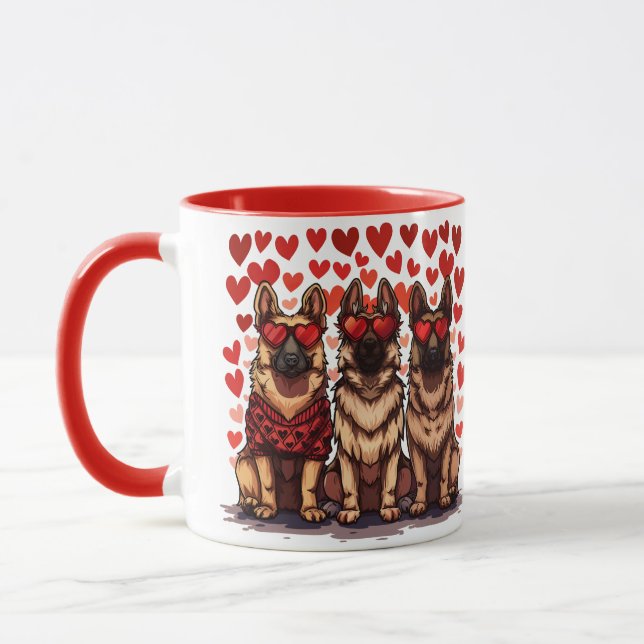 Valentines Day German Shepherd Dogs Mug (Left)