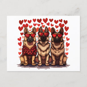 Valentines Day German Shepherd Dogs Postcard