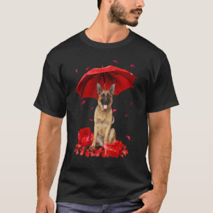 Valentines Day German Shepherd Umbrella Heart Pupp T-Shirt