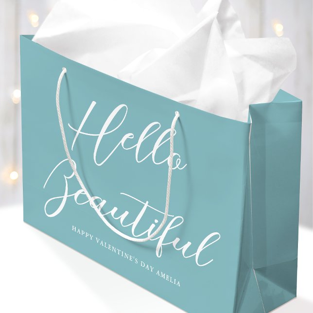 Valentine's Day Gift Bag Elegant Script Blue (Creator Uploaded)