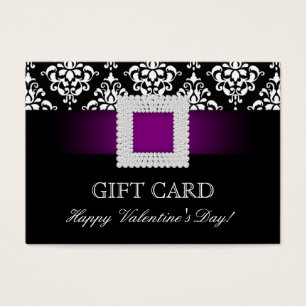Valentine's Day Gift Card Purple Jewel Damask