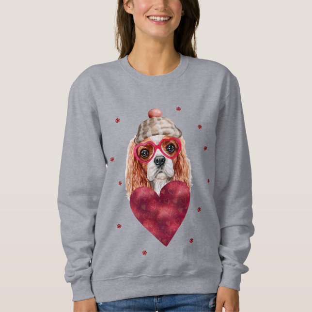 Valentine's Day Gift Cavalier King Spaniel Dog Sweatshirt (Front)