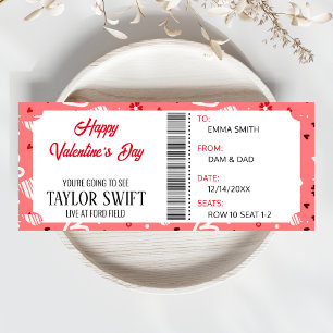 Valentine's Day Gift Certificate Concert Tickets Invitation