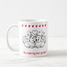 Valentine's day  gift couple cute dog mug