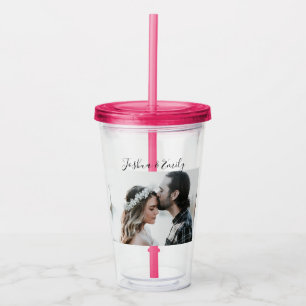 Valentine's Day gift Couple Photo Names Acrylic Tumbler