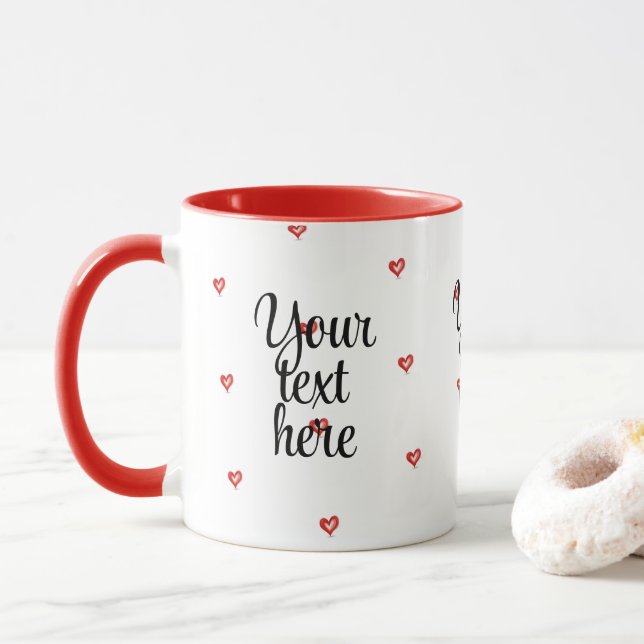 Valentine's Day Gift, Hearts Design, I Love You Mug (With Donut)