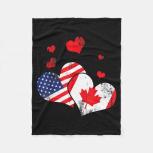 Valentine's Day Gift Maple Leaf Canada  Fleece Blanket