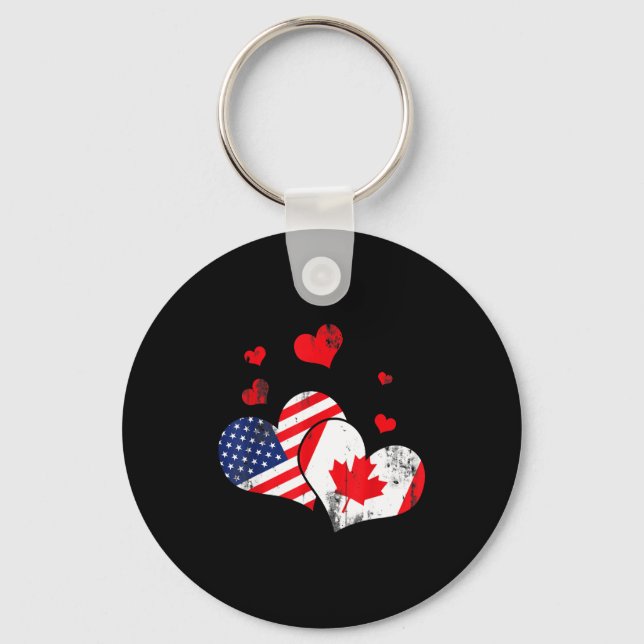Valentine's Day Gift Maple Leaf Canada  Key Ring (Front)
