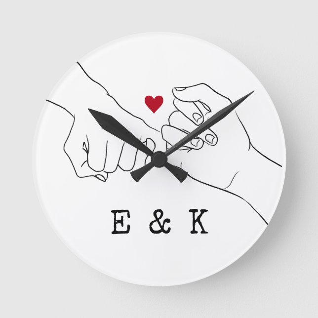 Valentine's Day Gift Pinky Promise Couple Gift Round Clock (Front)