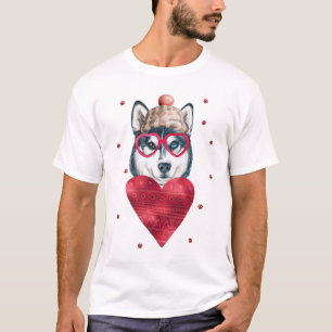 Valentine's Day Gift Siberian Husky Dog T-Shirt