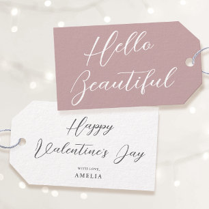 Valentine's Day Gift Tag Elegant Script Dusty Pink