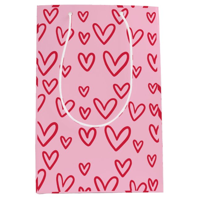 Valentine's Day Gifts Love Red Hearts  Medium Gift Bag (Front)