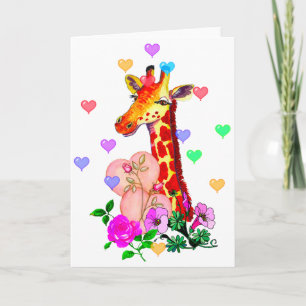Valentine's Day Giraffe Holiday Card