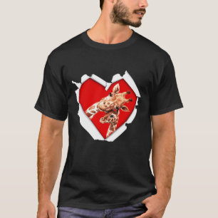 Valentines Day Giraffe In Heart Giraffe T-Shirt