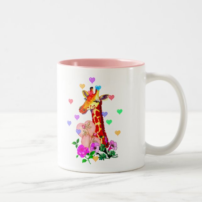 Valentine's Day Giraffe Two-Tone Coffee Mug (Right)