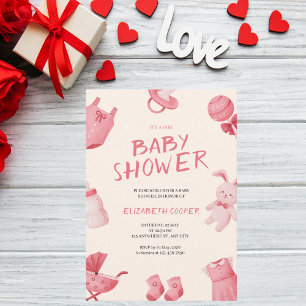 Valentine's Day Girl Baby Shower Invitation