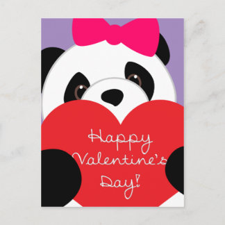 Valentine's Day Girl Panda Postcard