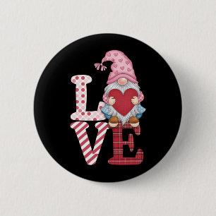 Valentines Day Gnome Love Couple Gifts for Her  6 Cm Round Badge