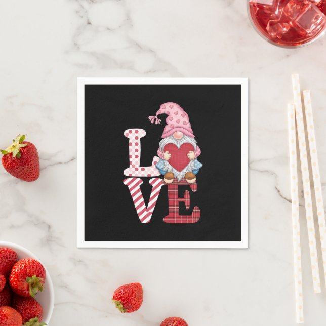 Valentines Day Gnome Love Couple Gifts for Her  Napkin (Insitu)