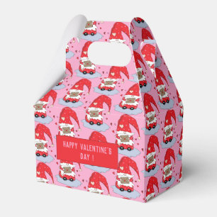 Valentine's Day Gnome Pattern Pink Favor Boxes