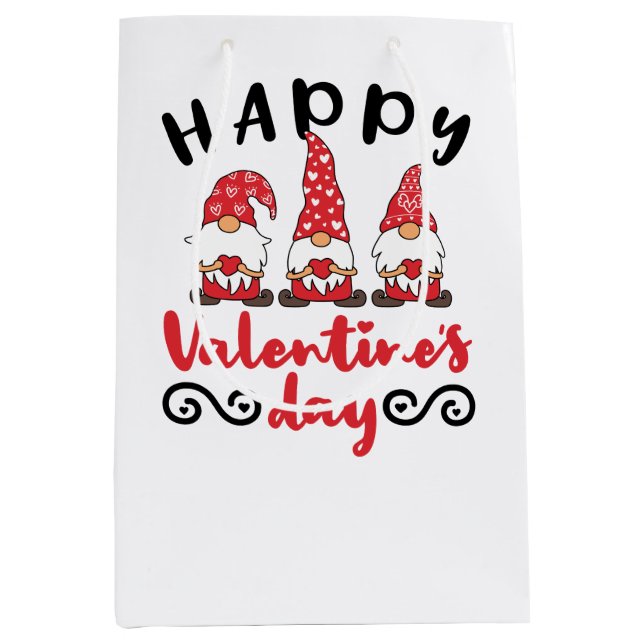 Valentine's Day Gnome Swedish Tomte Medium Gift Bag (Front)