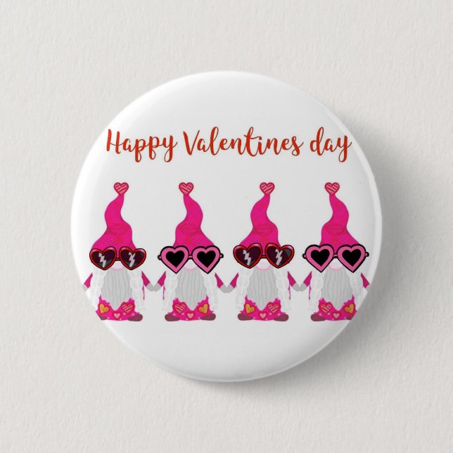 Valentine's Day gnomes 6 Cm Round Badge (Front)