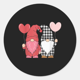 Valentines Day Gnomes Cute Red Hearts Love Gnome L Classic Round Sticker