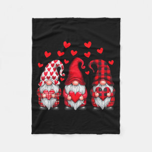 Valentines Day Gnomes Cute Red Hearts Love Gnome W Fleece Blanket