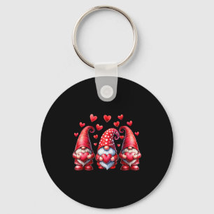 Valentines Day Gnomes Cute Red Hearts Love Gnome W Key Ring