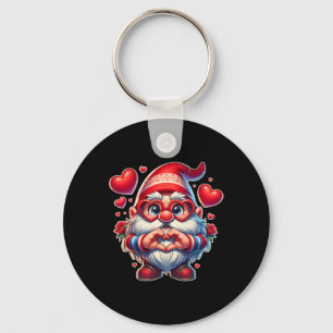 Valentines Day Gnomes Cute Red Hearts Love Gnome W Key Ring