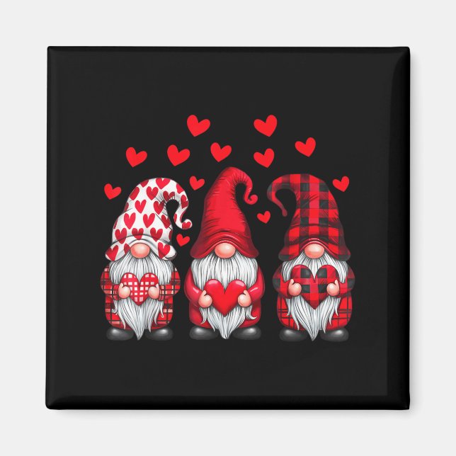 Valentines Day Gnomes Cute Red Hearts Love Gnome W Magnet (Front)