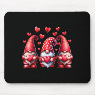 Valentines Day Gnomes Cute Red Hearts Love Gnome W Mouse Pad