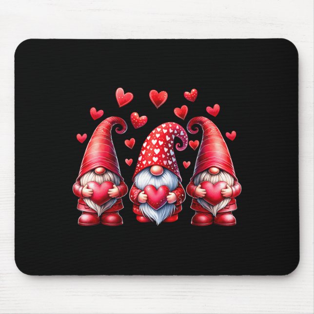 Valentines Day Gnomes Cute Red Hearts Love Gnome W Mouse Pad (Front)