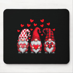 Valentines Day Gnomes Cute Red Hearts Love Gnome W Mouse Pad